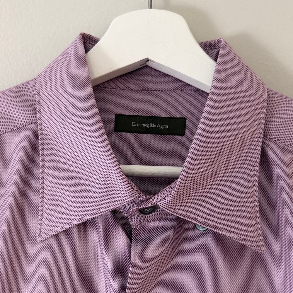 Ermenegildo‎ Zegna Lavender Men Sz XL Long Sleeve Dress Shirt